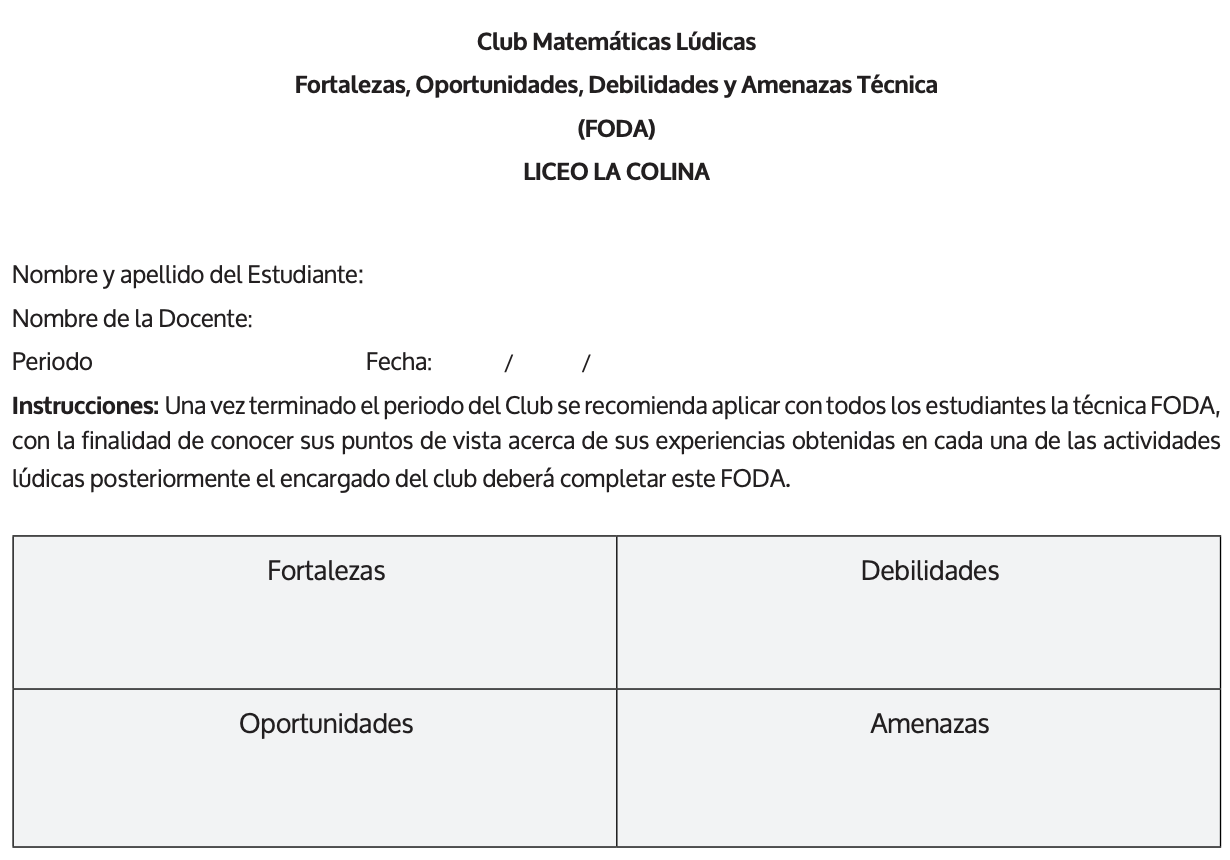 Club de matemáticas lúdicas para estudiantes del Liceo La Colina-Quito