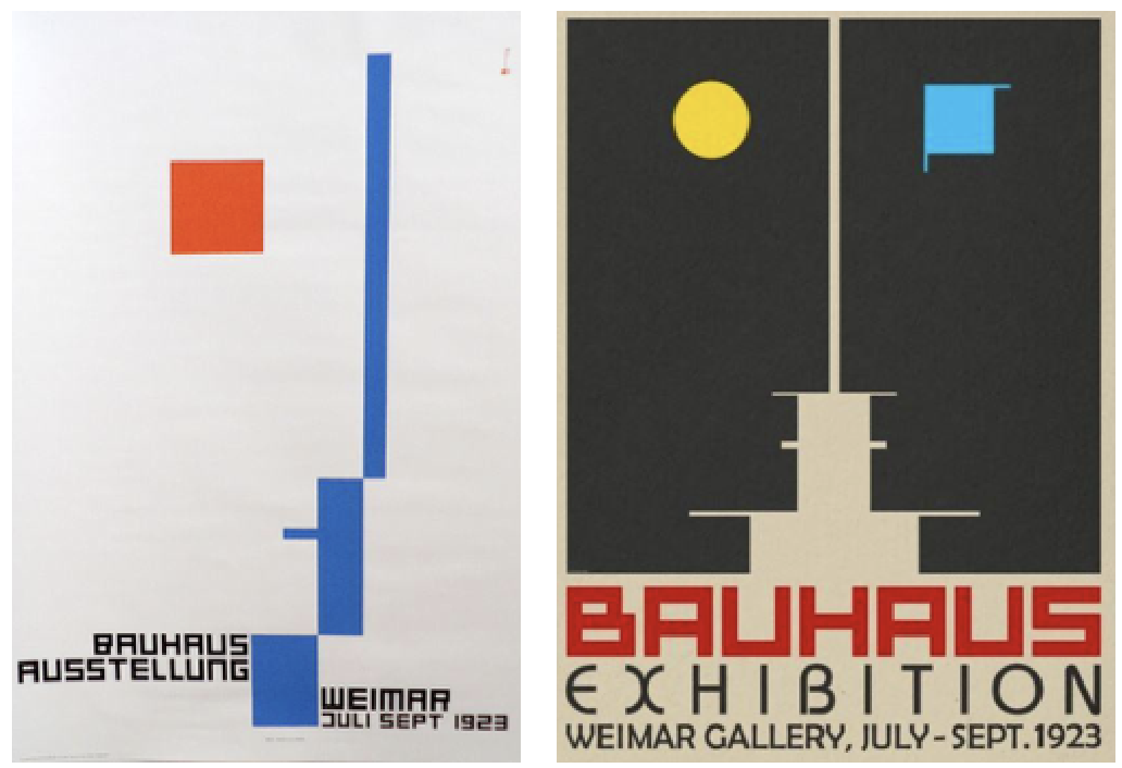 A la izquierda, cartel diseñado por Fritz Schleifer en 1923; a la derecha, rediseño de éste.