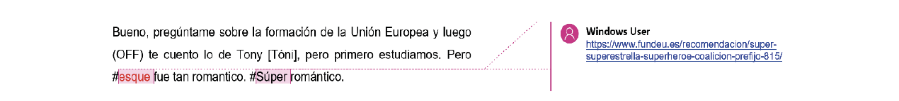 Figura 20. Retroalimentación aportada por D1 (traducción audiovisual inglés-español)