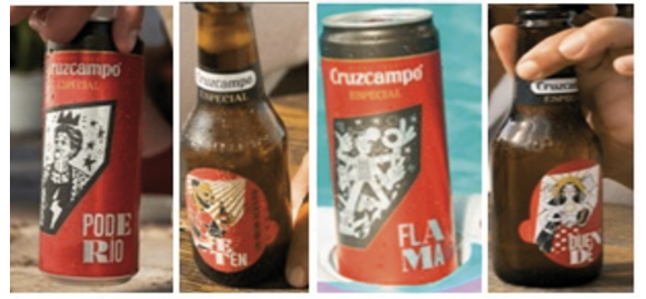 FIGURA 1. Cervezas andaluzas que utilizan aspectos emblemáticos de su lugar de origen en su etiquetado.