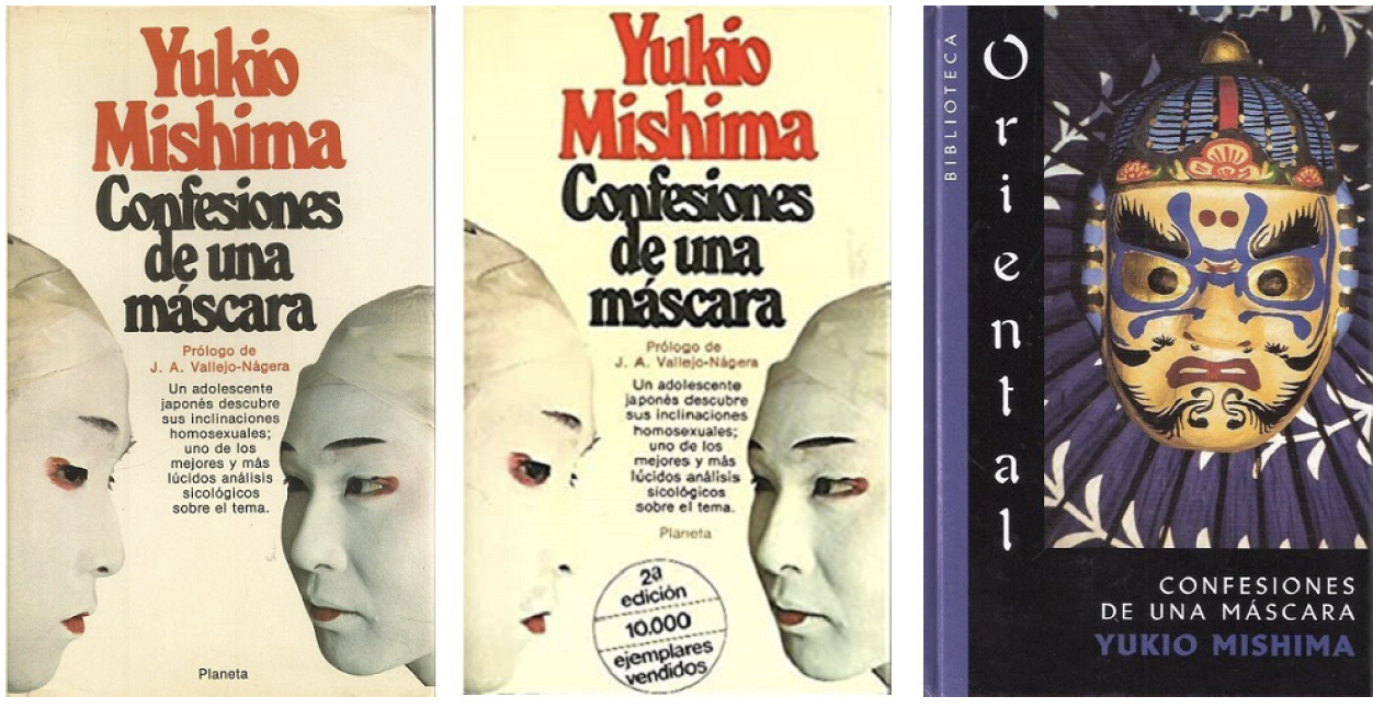 Fig 1. Cubiertas de Confesiones de una máscara de la editorial Planeta (1979, 1983, 2005).