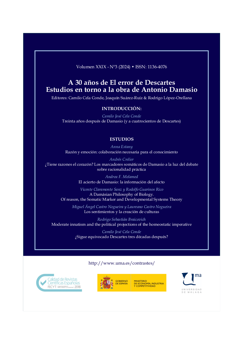 					Ver Vol. 29 Núm. 3 (2024): A 30 años de El error de Descartes Estudios en torno a la obra de Antonio Damasio 
				