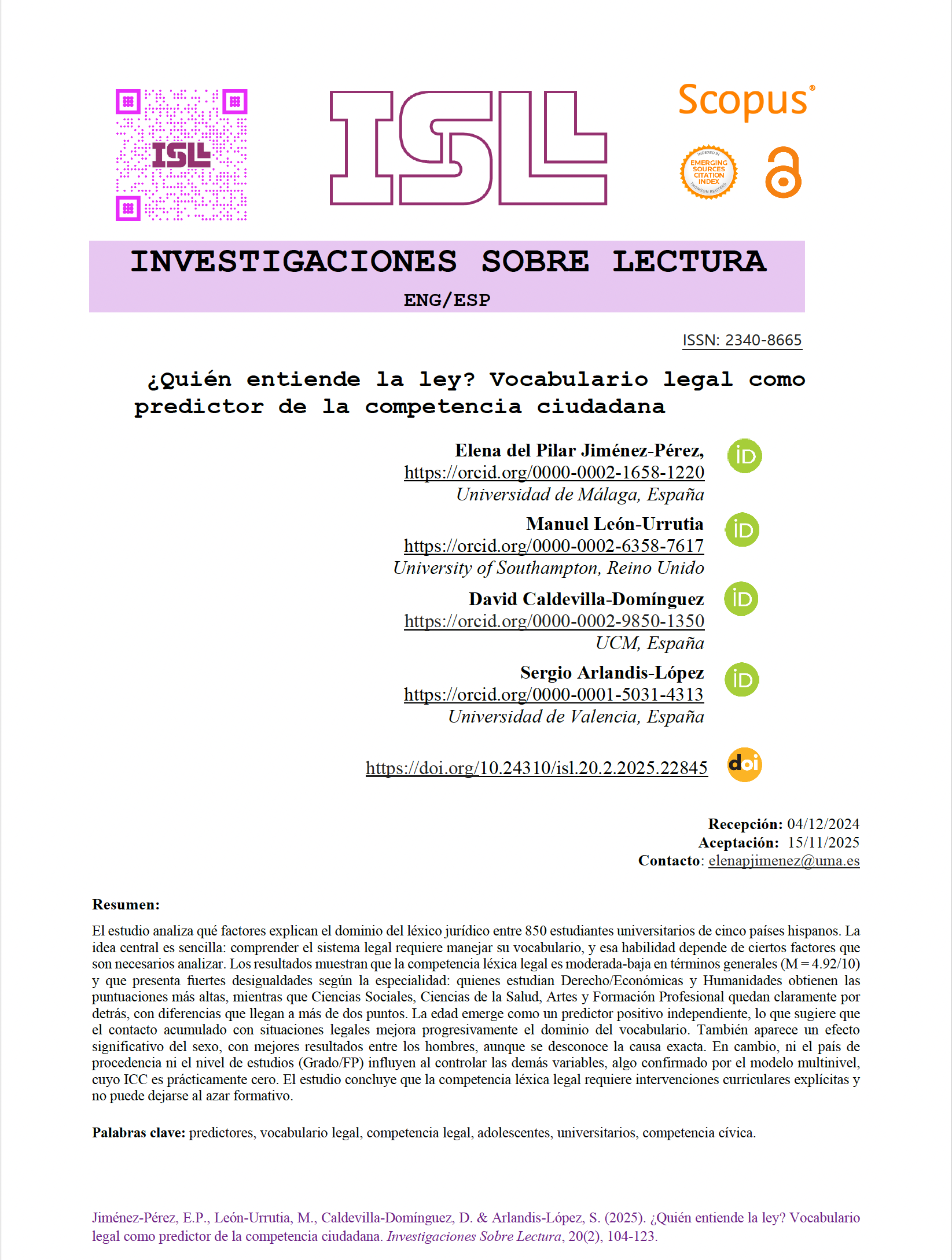 Portada del artículo